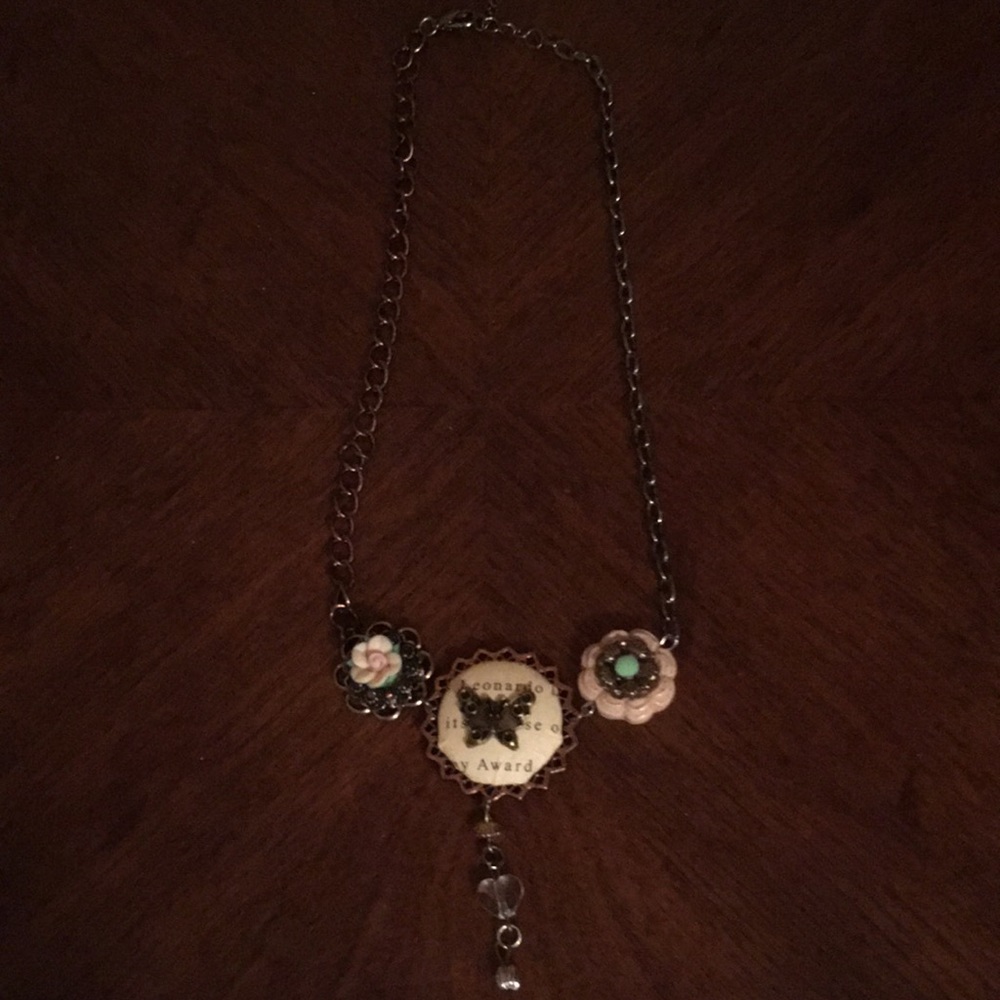 Handmade Butterfly and Flower Necklace